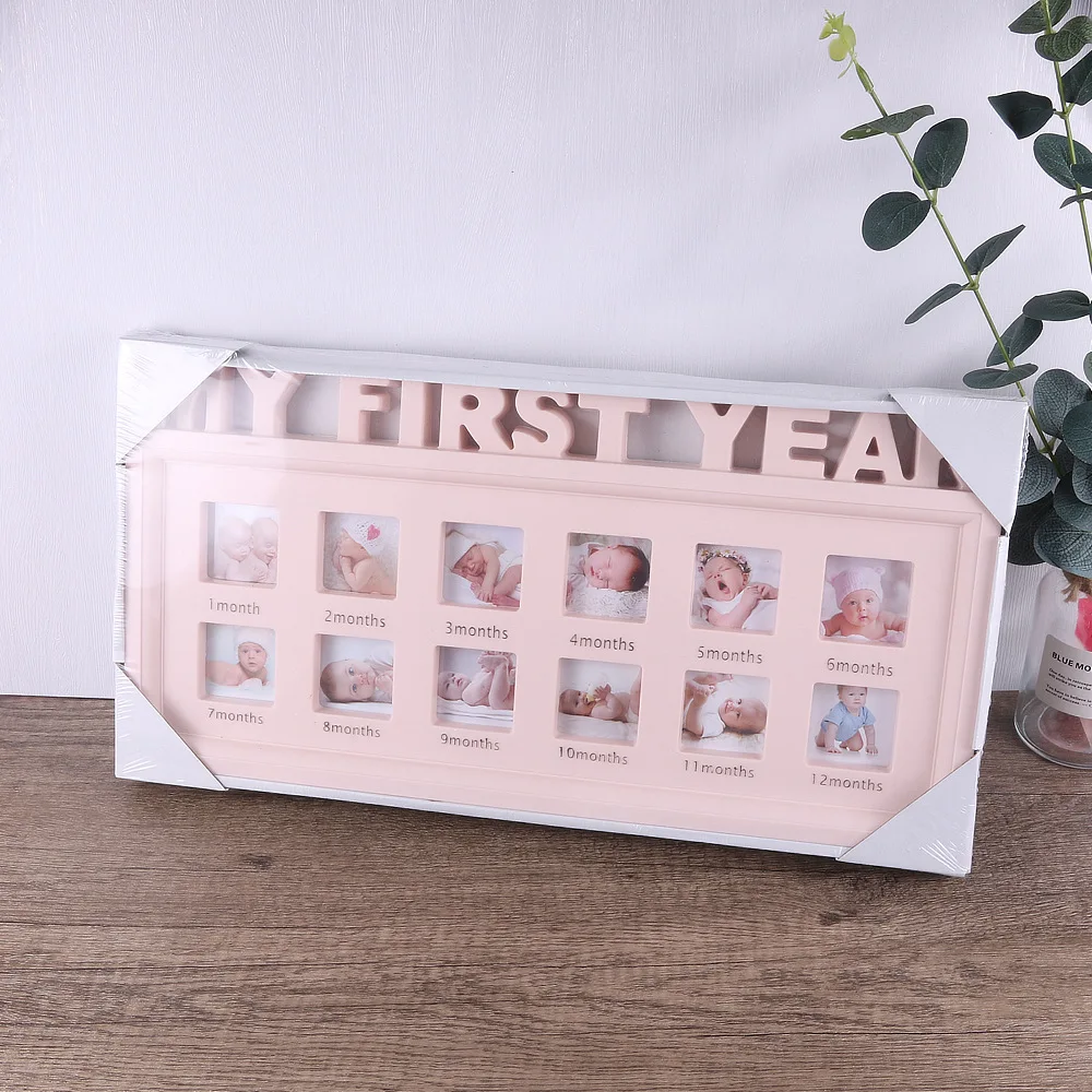 Ylsteed The First Year Baby Keepsake Picture Frame 0-12 Month  Monthly Grownth Photo Frame Souvenirs Newborn Photography Props