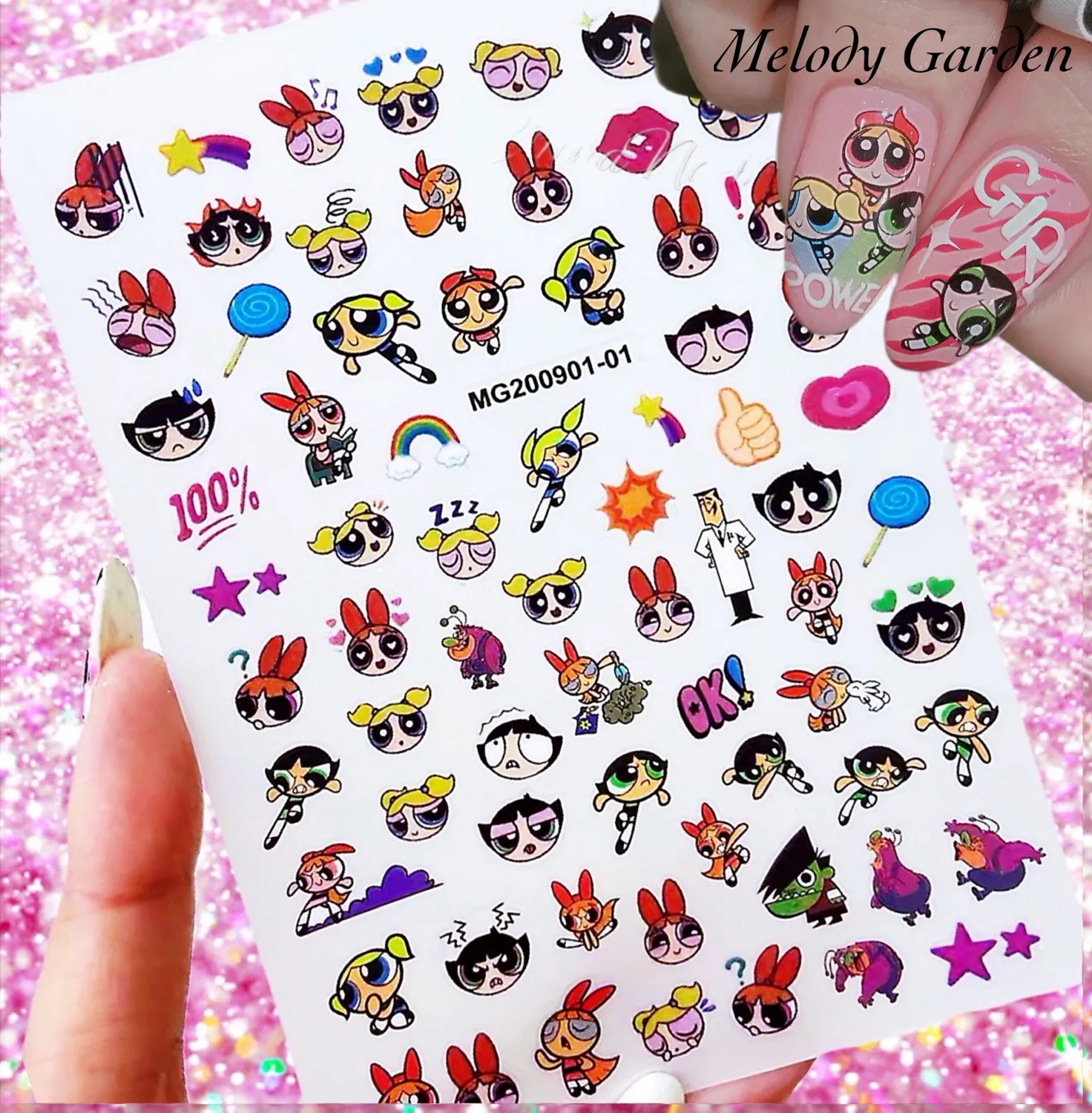 1 Stuks Cartoon Meisjes Nail Sticker Anime Kawaii Schattige Stickers Nail Art Decoratie Diy Press Op Nagels Mode Schoonheid