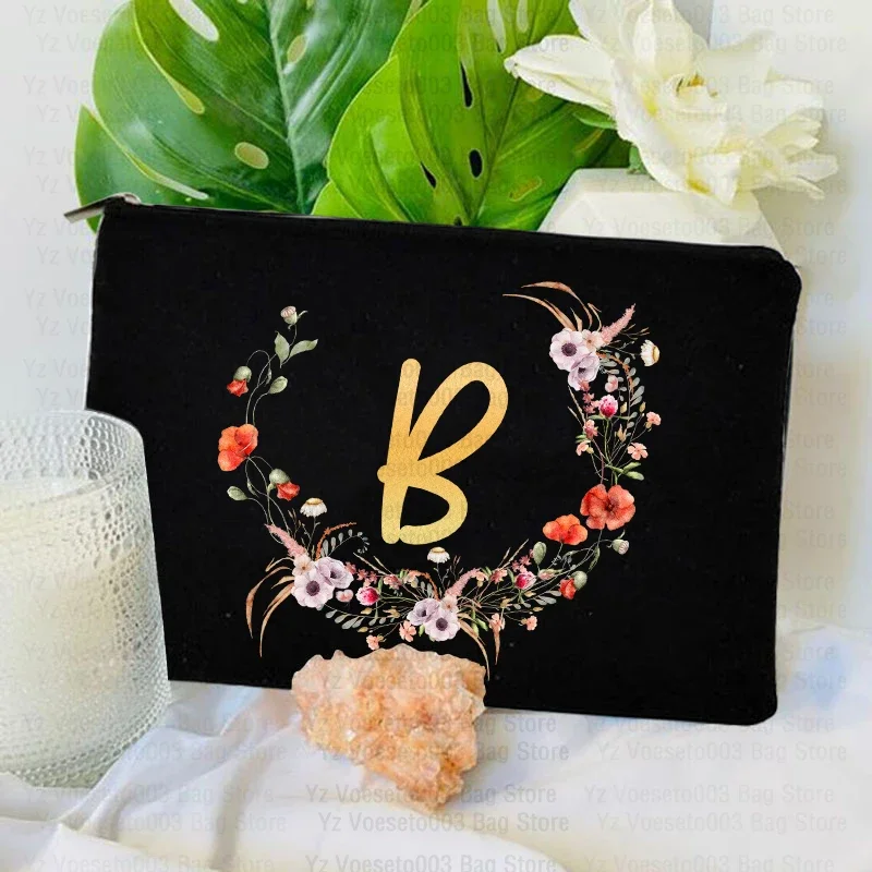 Bolsa de cosméticos con letras para mujer, bolsa de maquillaje para lápiz labial, organizador de útiles escolares, bolsas de lápices, Kit de aseo grande, gracias