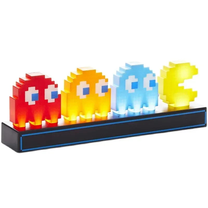 Pac Man LED Night Lights Figure 3 modes Colorful Pixel Game 3D Icon Lamp USB Charging Anime Atmosphere Desk Lamp Ornaments Toys