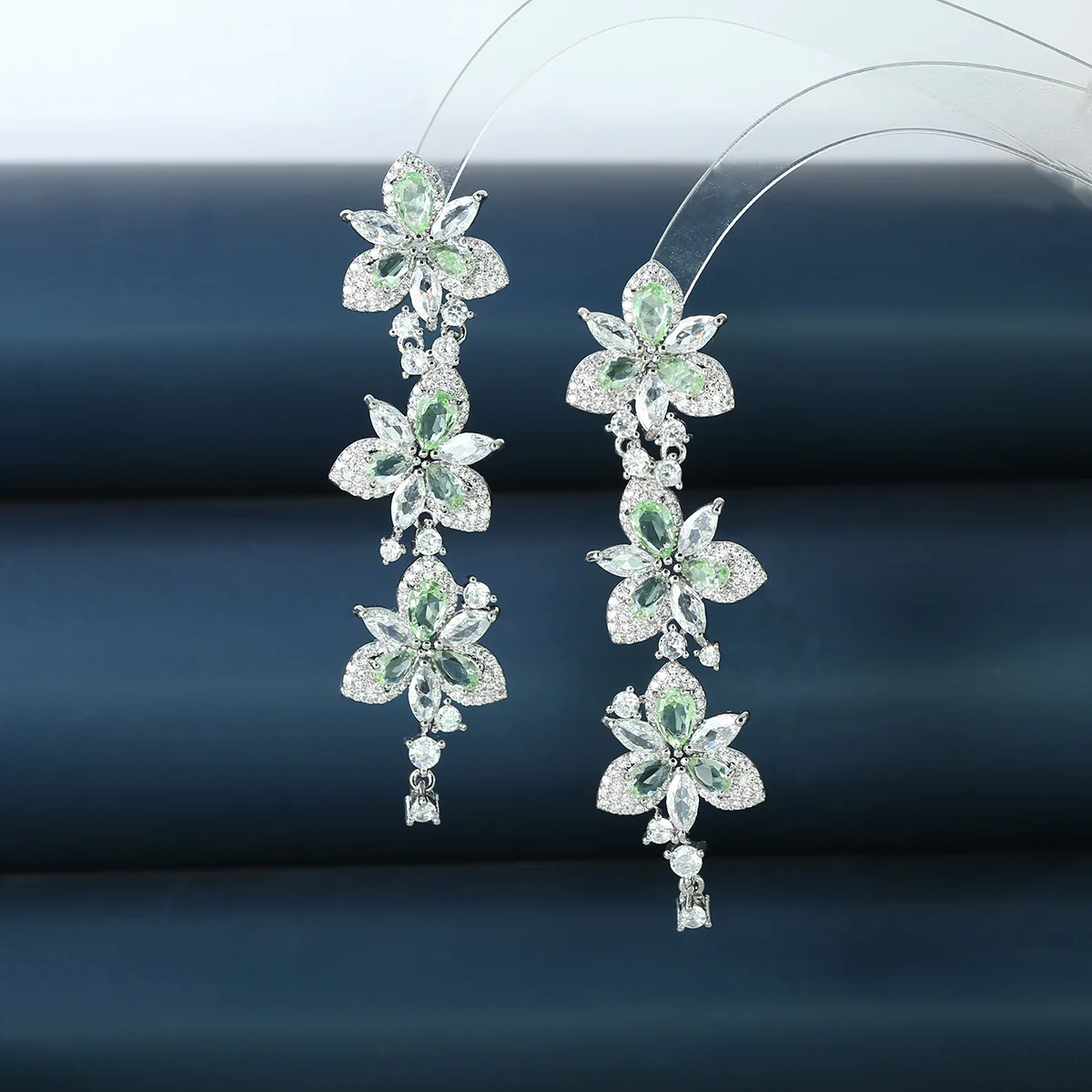 Bilincolor Summer Fresh Flowers Zircon Light Luxury Personalized Earrings for Women