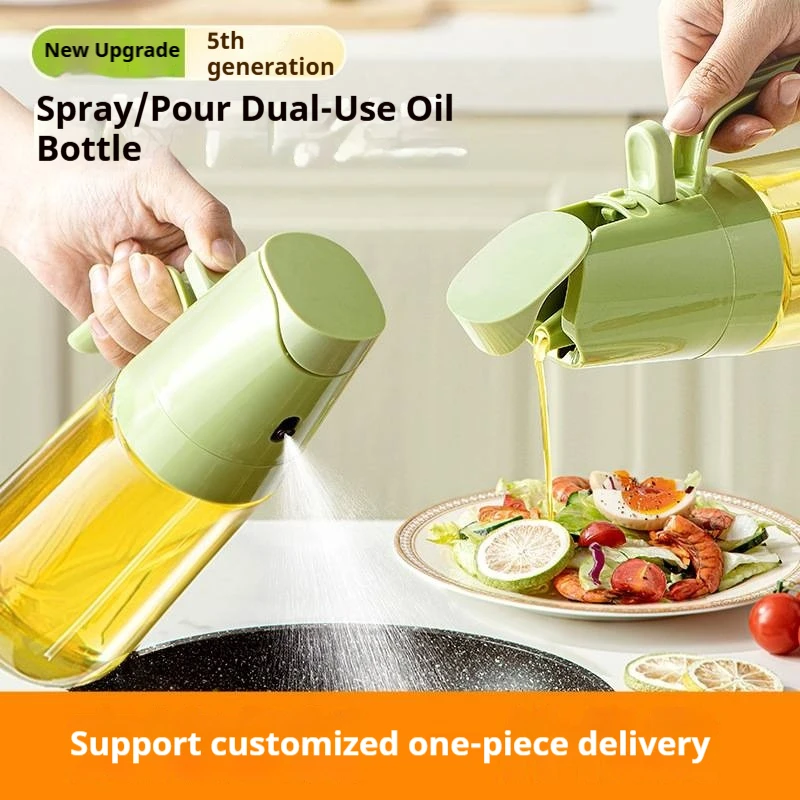 Botella de aceite en spray 2 en 1 de 500 ml, dispensador de aceite de cocina de vidrio de borosilicato de alta calidad, pulverizador de aceite de oliva para freidora de aire, ensaladas y repostería