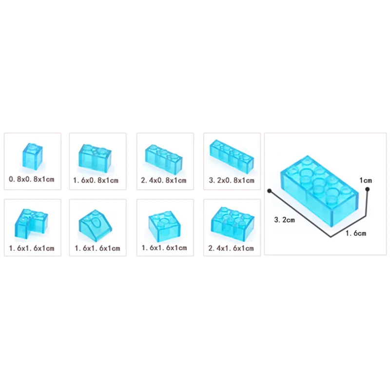 Transparent White Building Blocks  Thick Figures Bricks Educational Creative Size Fit Other Brand Plastic DIY Toys Accessorie