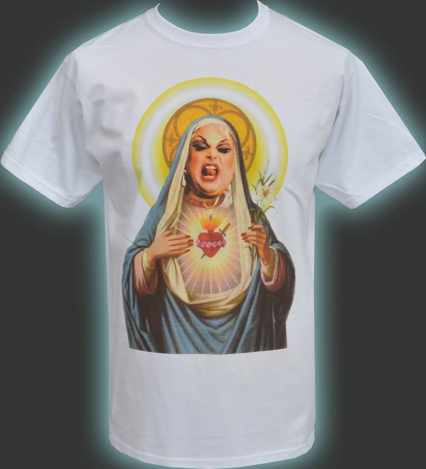 MENS WHITE T-SHIRT PRINTED DIVINE DRAG QUEEN LGBT HAIRSPRAY CULT S - 5XL