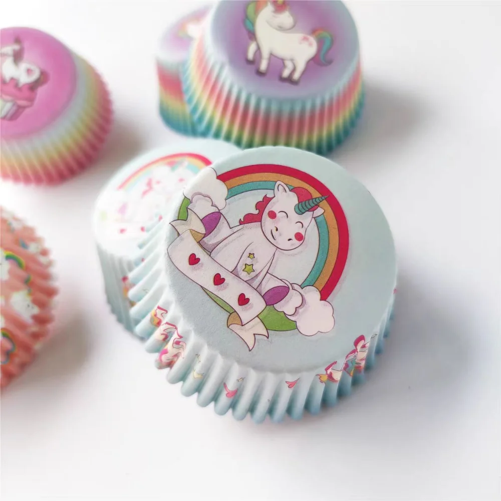 100pcs Cupcake Paper Cups Baking Molds Rainbow Liner Cupcake Muffin Cases Paper Cake Wedding Party Decorating Cupcake Cases