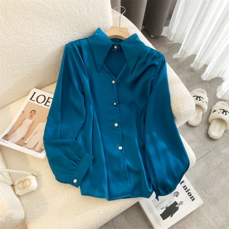 2023 Spring shirt Elegant OL Chic Turn-down Collar Long Sleeve tops Women\'s Top Blouse women shirts and blouses Female Clothing