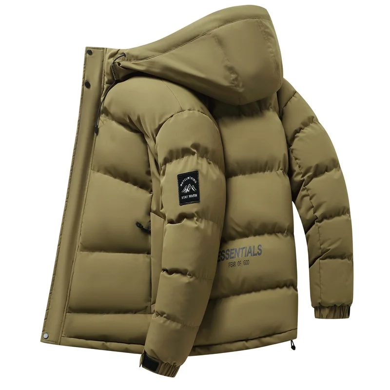 

Новинка 2025, мужская зимняя хлопковая куртка, утолщенная теплая парка с капюшоном, ветрозащитное пальто для холодной погоды