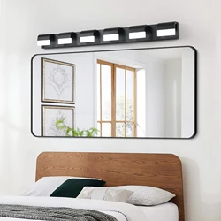Modern Bathroom Vanity Lighting 4/5/6 Lights LED Vanity Lights Over Mirror Bath Wall Lighting-Black Finish