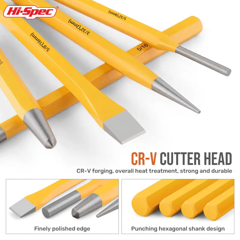 Imagem -04 - Hi-spec-punch Tool Chisel Conjunto para Carpintaria Chisel Sharpener Center Punch Wood Punching Tools Acessórios