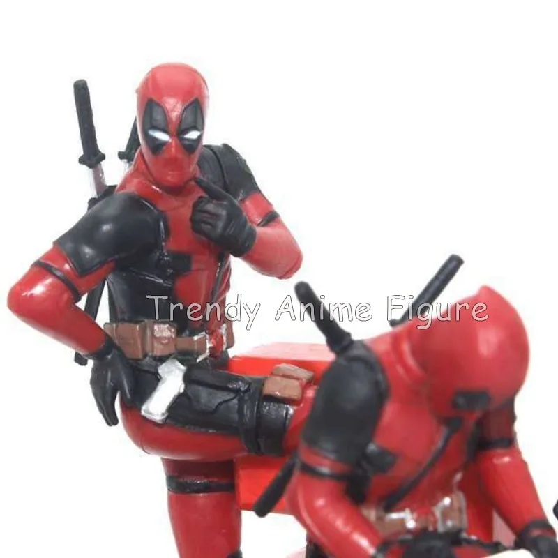 Mini Deadpool dekoracje postaci lalki postawa siedząca zabawki modele Anime superbohater nowa figurka Mutants na prezenty dla dzieci