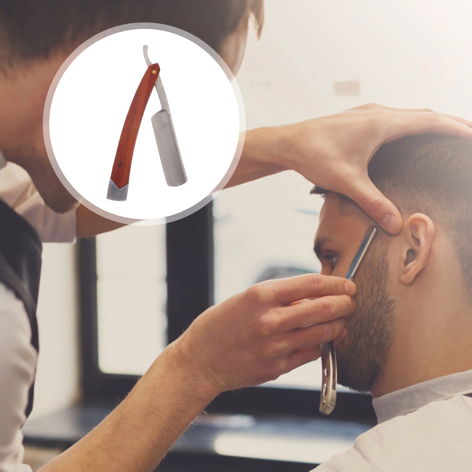 Barbero Profesional Afeitadora Facial Navajas para Hombres Pelo Rasado de Acero Inoxidable Antiguo