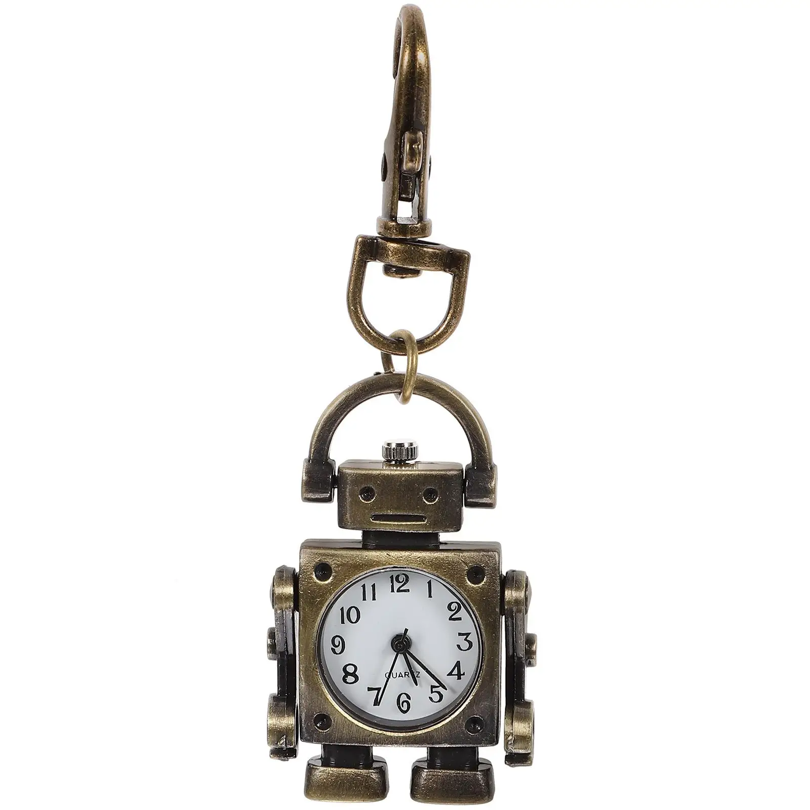 

Durable Robot Shaped Key Pendant Keychain Vintage Pocket Watch Fob Watches Handbag Charm Backpack Accessory Gift