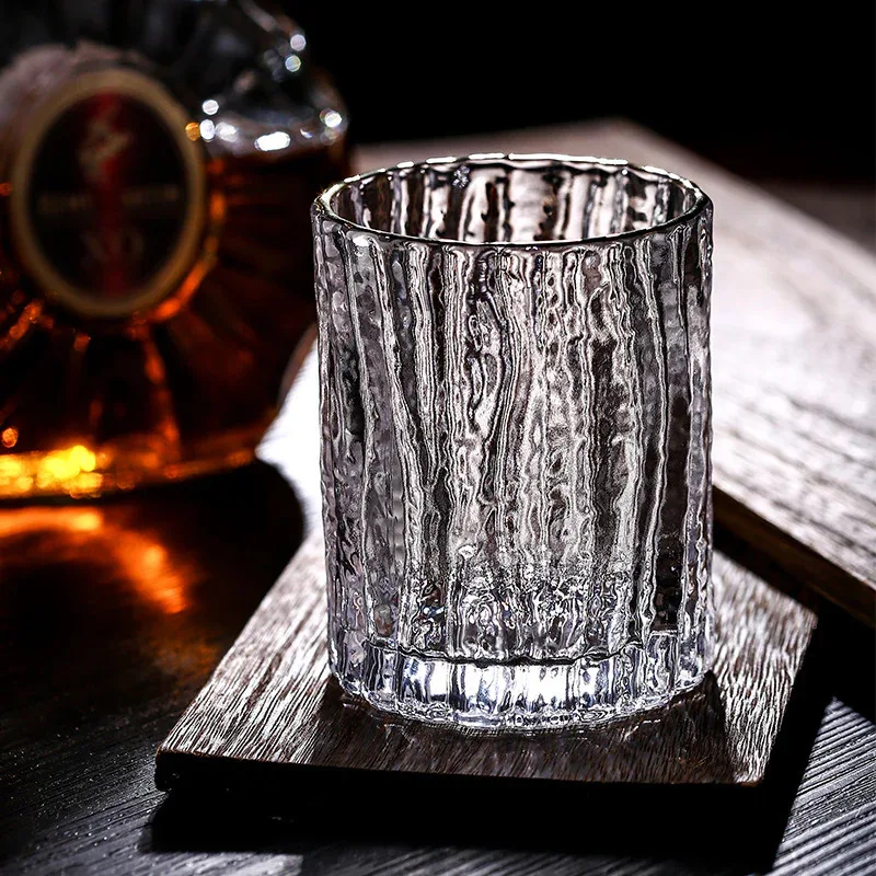 1 Pc Aoki Whisky Glass Crystal Wine Glasses Japanese Style Vintage Tree Texture Brandy Tumbler Cup With Wooden Box Dropshipping