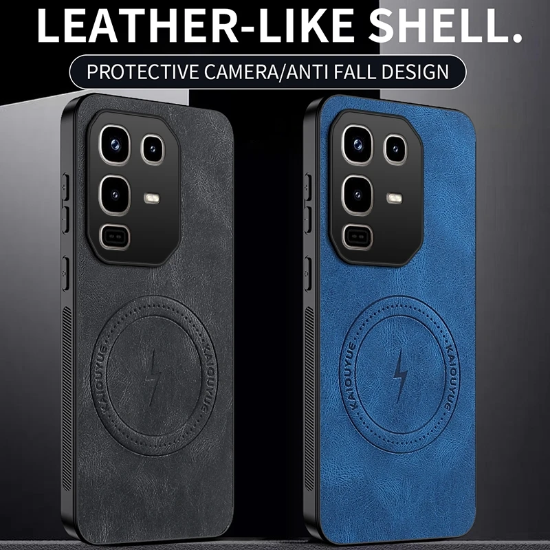 Magnetic Case For Infinix Note 50 Pro Plus Note50 4G 5G Napa-textured PU Silicone Leather Back Cover Shockproof Bumper