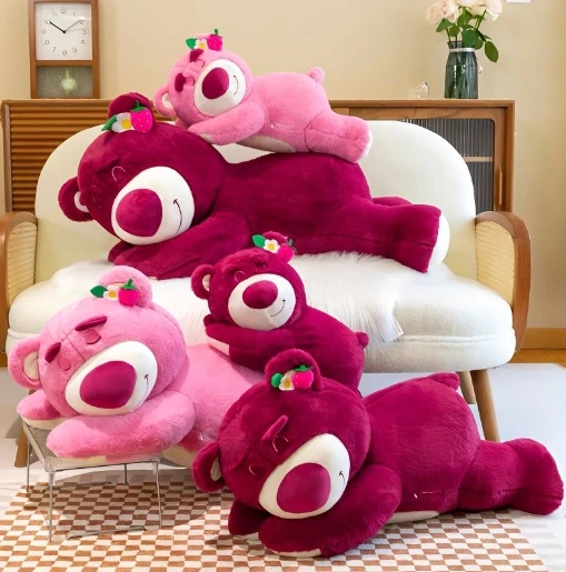 MINISO Cartoon Disney Strawberry Bear Plush Doll Toy Cute Party Models Lotso Sleep Plush Pillow Doll Children Doll Birthday Gift