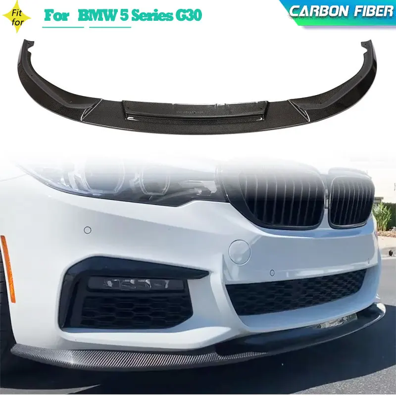 Carbon Fiber Car Front Bumper Lip Spoiler for BMW 5 Series G30 M-Sport M550i Sedan 2021-2023 Front Lip Chin Apron Body Kit