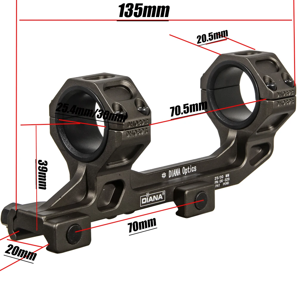 DIANA Zielfernrohrhalterung für 30/25,4mm Optisches Visier GE Halterung 1.54 1.93 Halterung für 20mm Schiene – Detail 9
