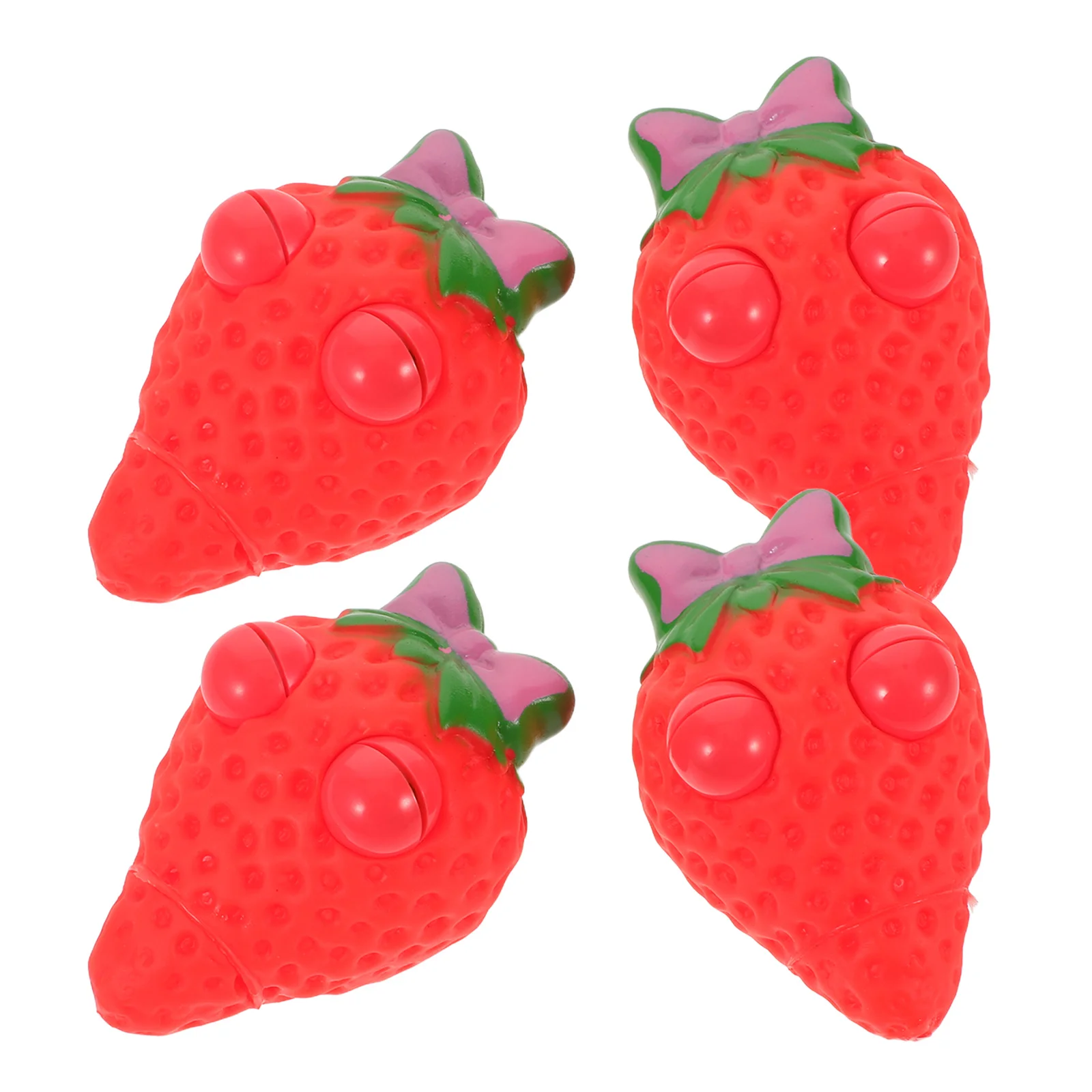 4 pçs simulado morango brinquedos falso fruta morangos artificiais falso dos desenhos animados goodie saco vermelho