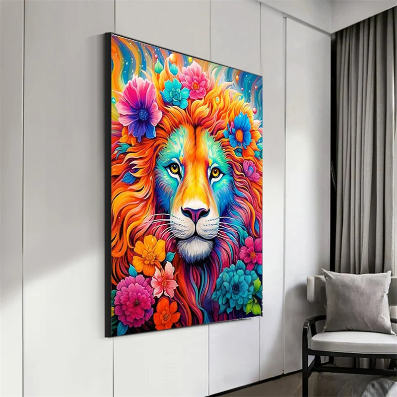 Animals and Flowers 5D Diamond Painting Cartoon Cat and Dog Full Diamond Mosaic Art Pictures DIY Tiger Home Decor Painting Gift