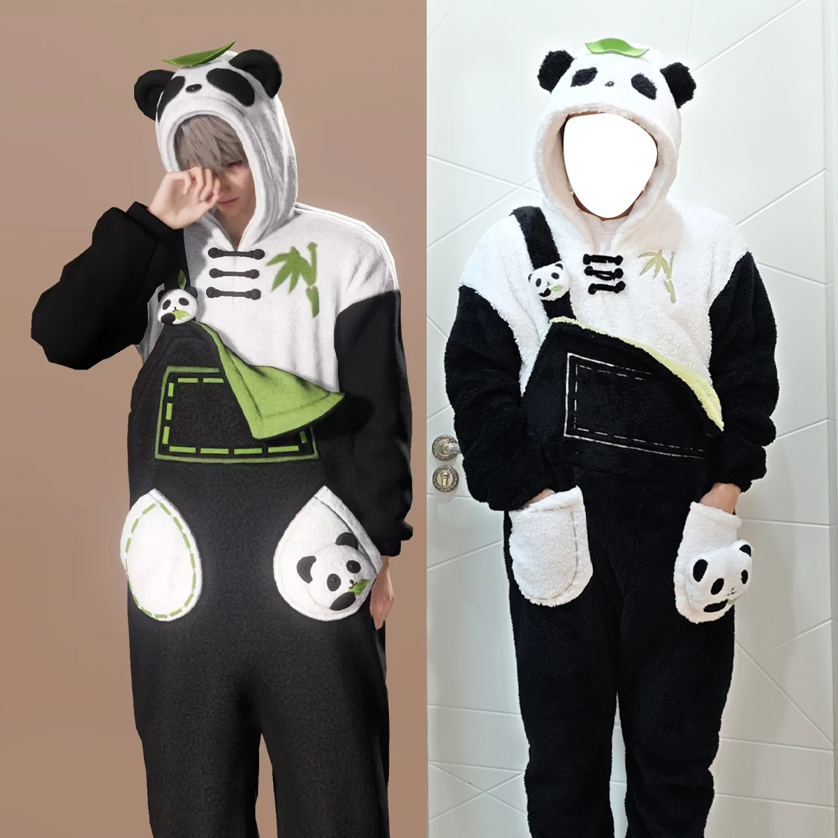 

Love And Deepspace Cosplay Costume Unisex Pajamas Set Winter Warm Panda Fleece Loungewear Homewear Xavier Zayne Rafayel Sylus