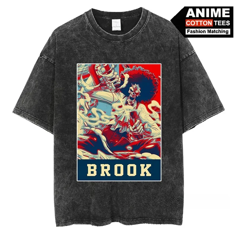 BROOK T Shirt Anime ONE PIECE Graphic T-shirt Y2k Harajuku Fashion Unisex Streetwear Tops Cotton Vintage Oversized Casual Tees