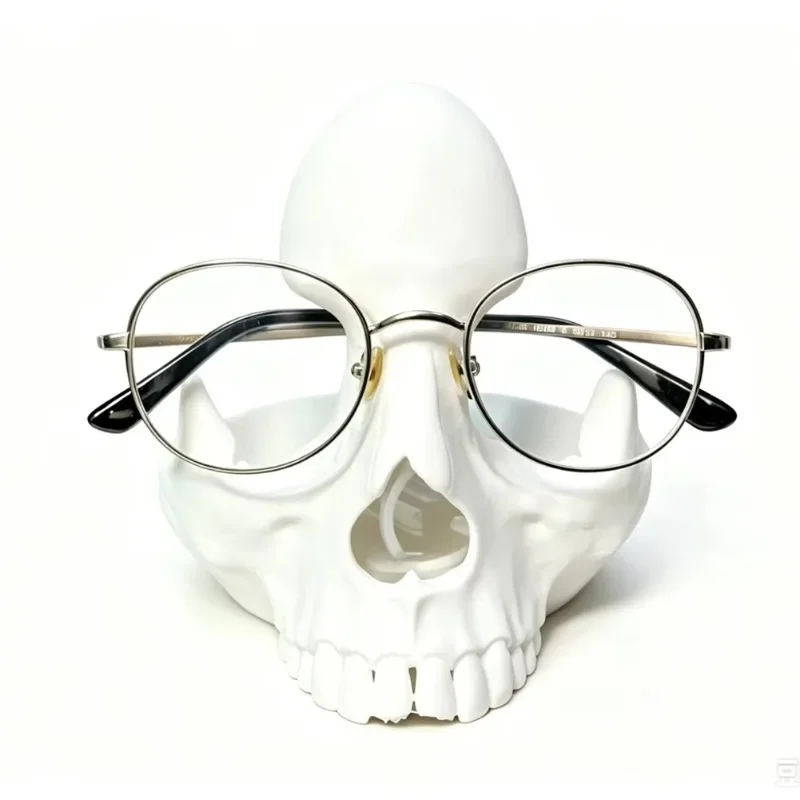 3D Printed Skull Eyeglass Holder Gothic Skeleton Glasses Stand Novelty Desktop Eyewear Organizer Home Office Decor Unique Gift