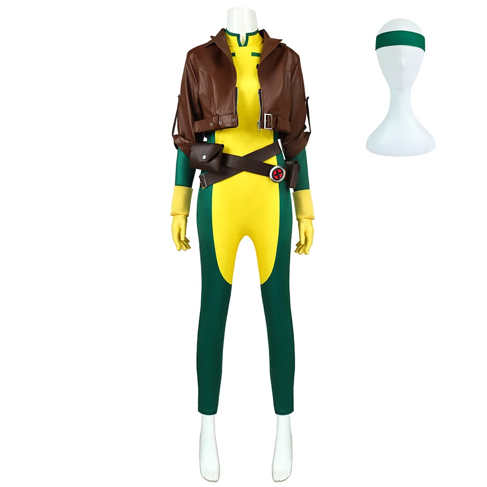 éguisement Cosplay Rogue Anna Marie X-Men '97 Tenue Super Héros Complète avec Veste et Combinaison pour Femme Halloween Comic Co view 4