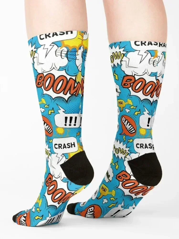 Boom, Bam and Splash! Socks cartoon football new year funny gift Socks For Women Men's