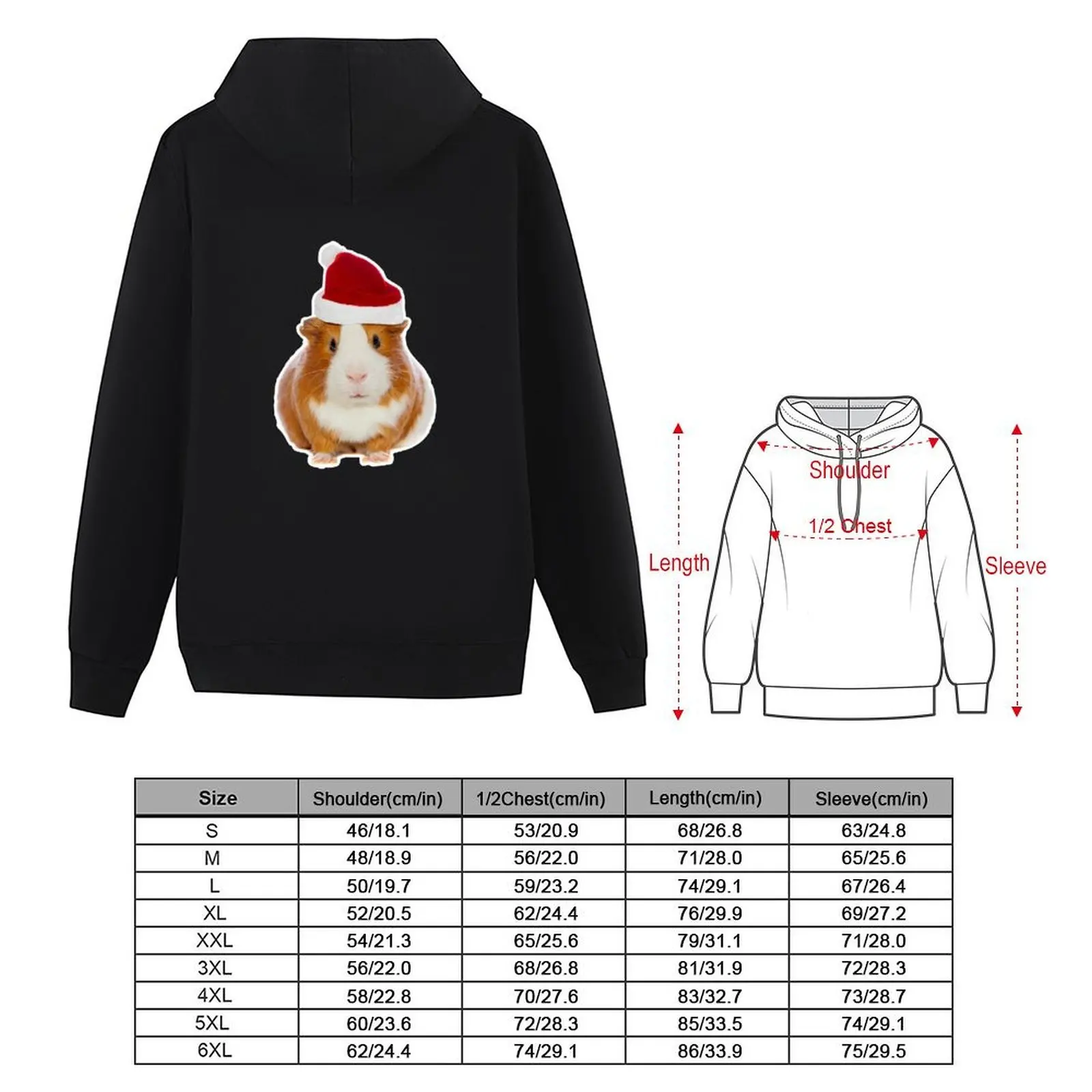 عيد الميلاد خنزير غينيا في قبعة سانتا هوديي الرجال قميص العرق الملابس الشتوية الذكور الملابس الخريف رياضية #4