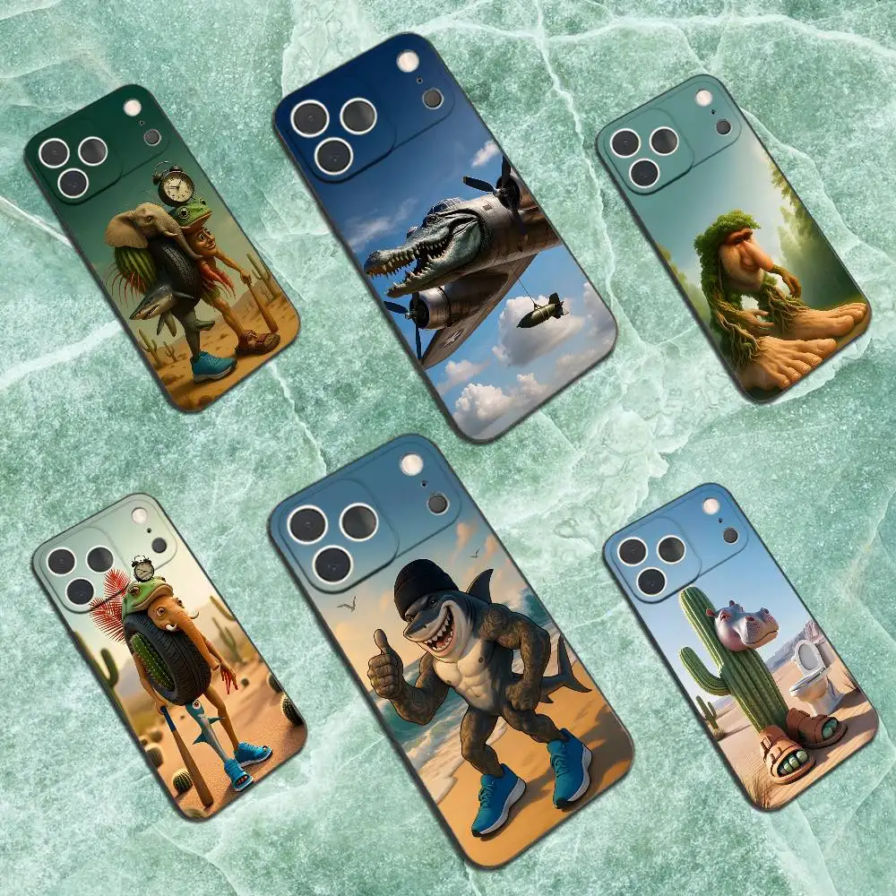 

Funny B-Brainrot T-Tralalero Case For iPhone 17,16,15,14,13,12,11 Plus,Pro Max,XS,X,XR,SE,Mini,8,7,Soft Silicone Black Cover