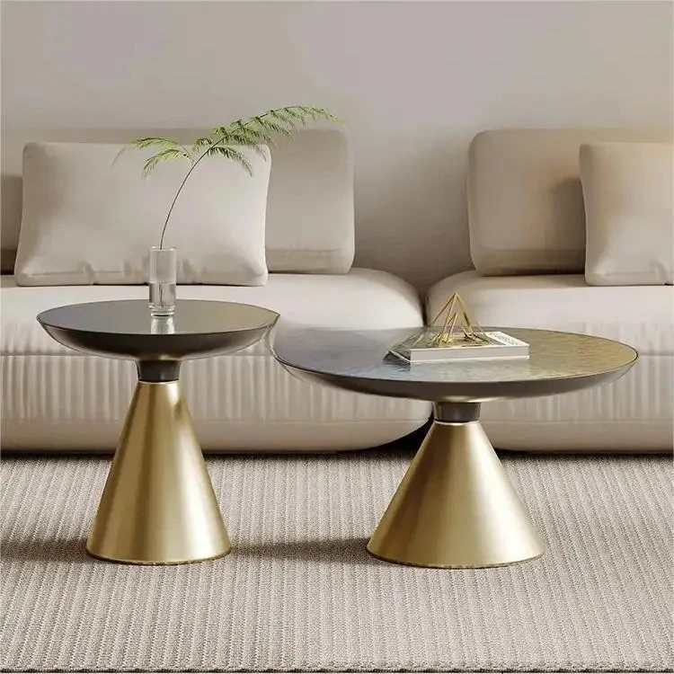 minimalist light luxury bell coffee table round glass size coffee table combination