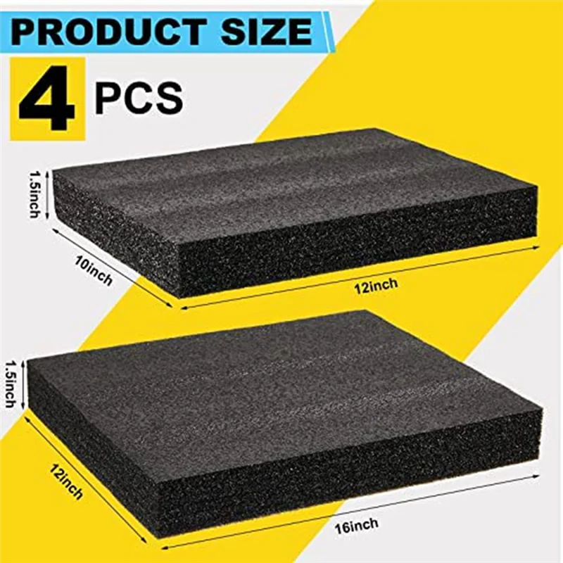 4 Pcs Customizable Polyethylene Foam Packing Foam Inserts for Cases Tool Foam Black Foam Sheet for Packaging and Crafts