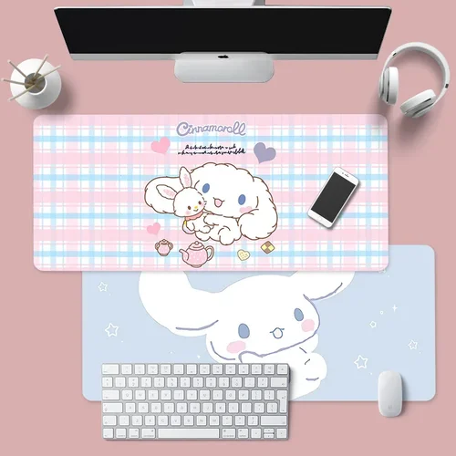 Alfombrilla de ratón Cinnamoroll, alfombrilla grande Kawaii de anime para juegos, alfombrilla de ratón Kuromi para Gamer, alfombrilla de escritorio con costura XXL para teclado de PC, alfombra para ratón