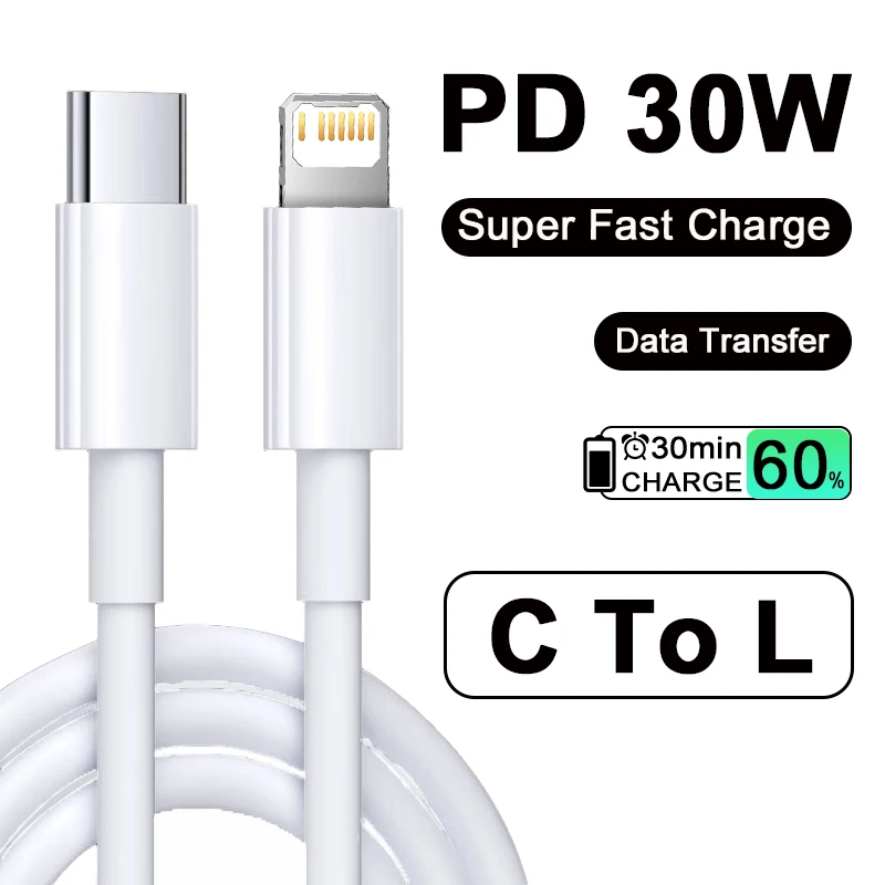 PD 30W USB C To L Super Fast Charge Cable For iPhone14 13 12 11 X Pro Max iPad Mobile Data Transmission Line  Phone Accessories