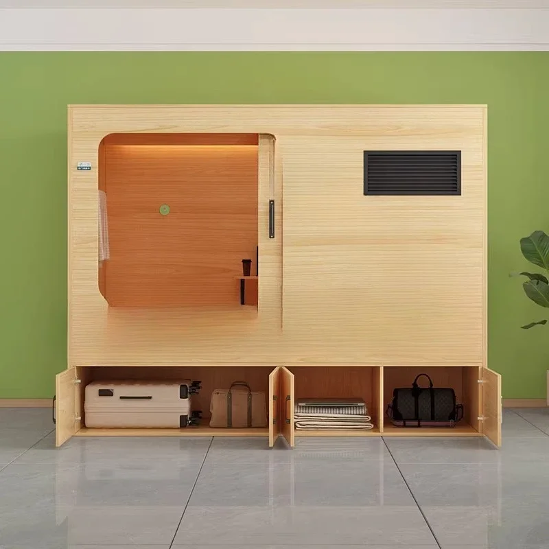 Sliding door space capsule single-layer bed, solid wood granular board CYTS multi-functional dormitory bed
