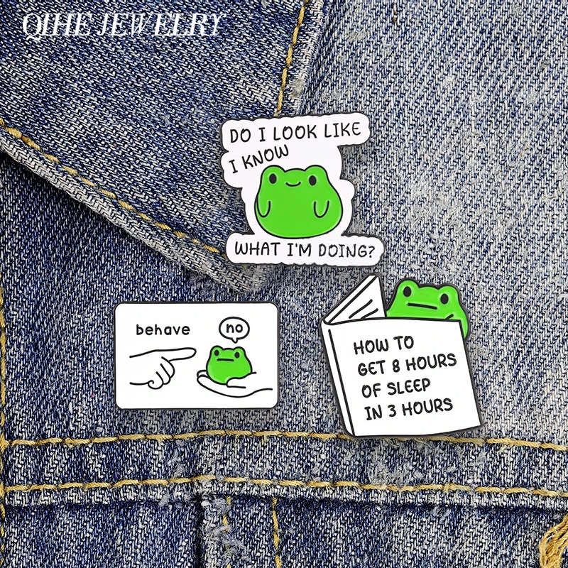 Pin de esmalte con diseño '¿Me veis como si sabía lo que estoy haciendo?', Humor de oficina, 'Work Frog Behave No', Broche, Pin de solapa, Pin para bolso, Joyería, Regalo para amigos