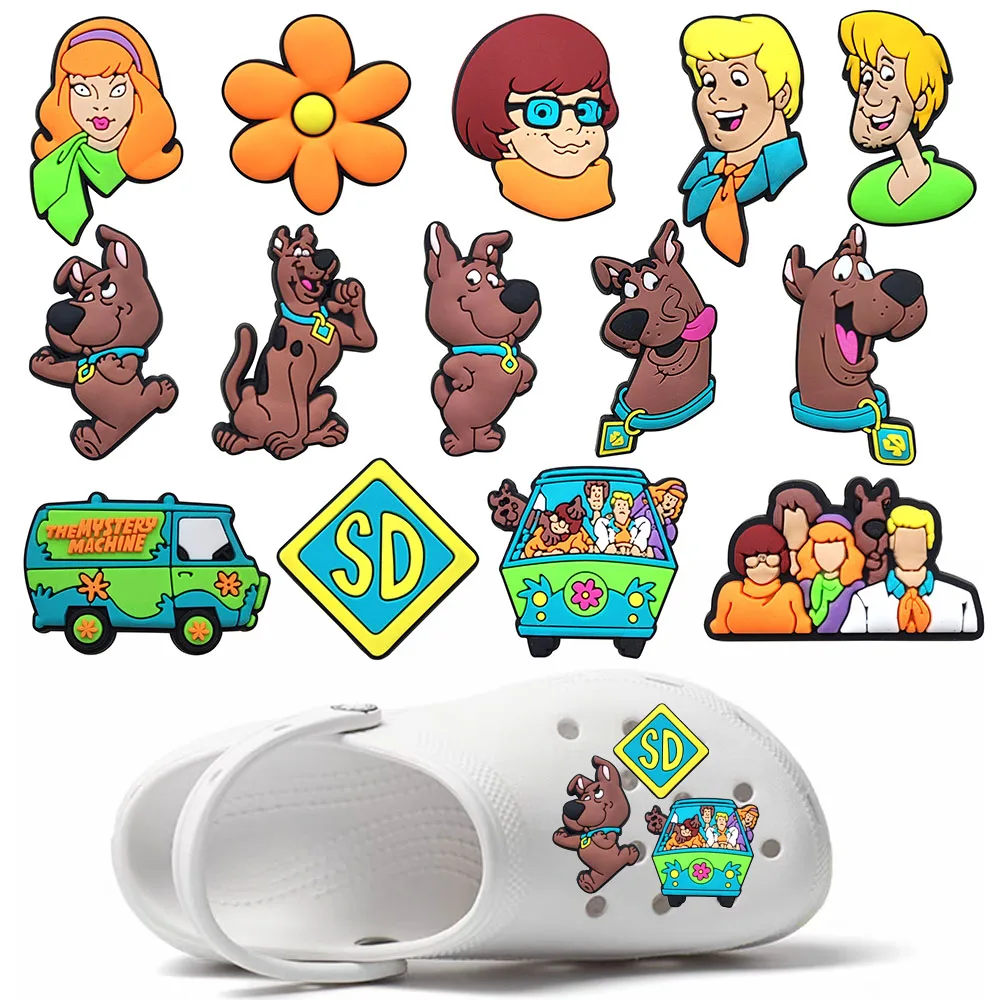 14Pcs Cartoon Dog Series Shoe Charms for Clogs Sandals Decoration Shoes Accessories Buckle for Boys Girl Friends Gift