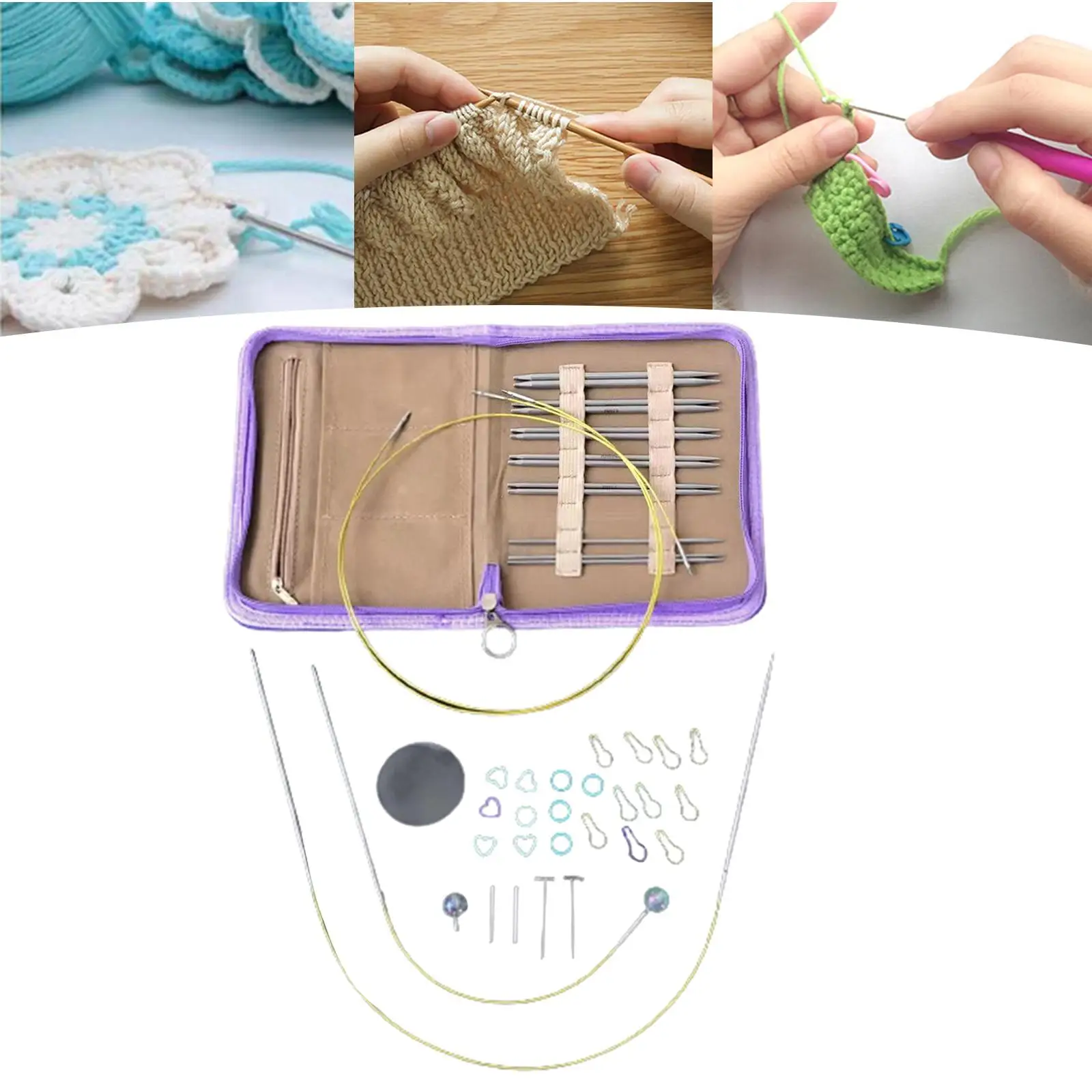 Circular Knitting Set 8 Different Size Stainless Steel Interchangeable for Beginners