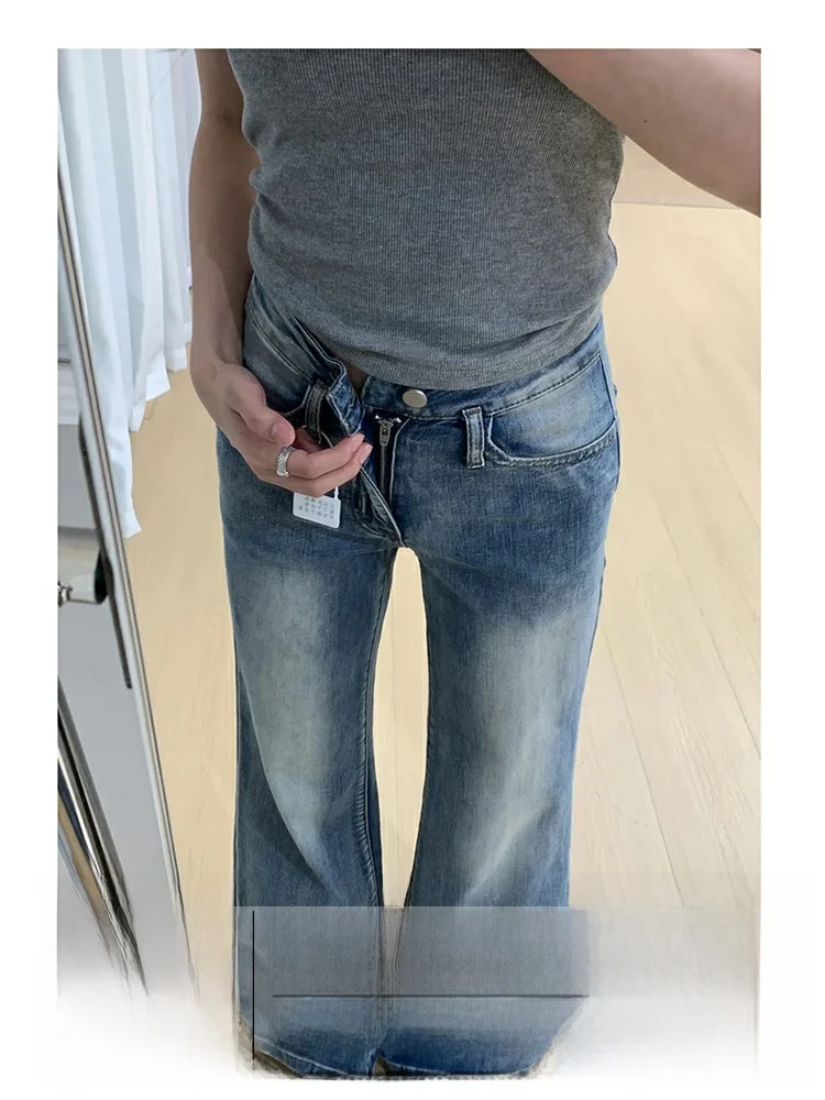 

Ретро-джинсы в американском стиле, простые, из денима, женские, осенне-зимние, новые, в стиле «спайси гёрл», слегка расклешенные, облегающие, длинные брюки