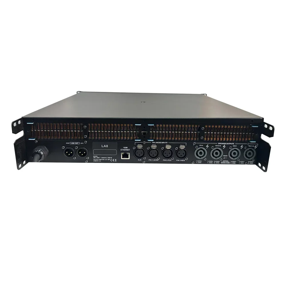 LA8 Amplificatore di potenza digitale professionale DSP 4x1500W 8OHM DJ Subwoofer Amplificatore Line Array Altoparlante Preamplificatore 4x2500W 4OHM