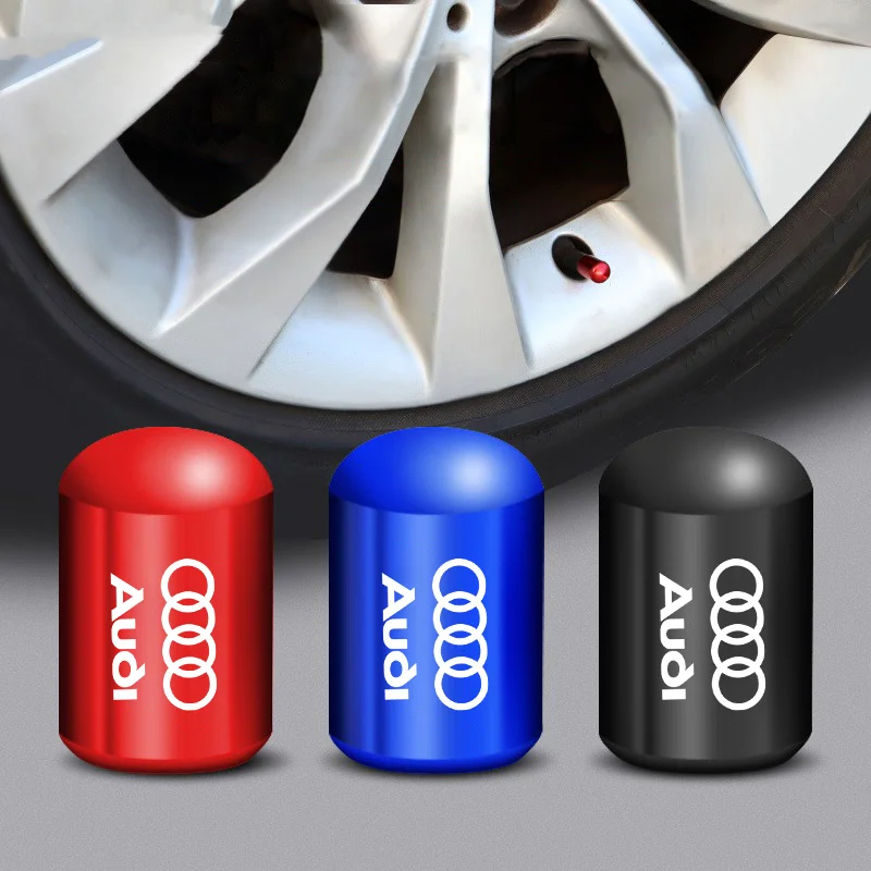 4Pcs Aluminum Alloy Car Tire Valve Cover Valves Cap Accessories For Audi A3 A4 A6 A5 Q5 A1 Q7 Q3 TT SQ5 RSQ3 RSQ8 S3 S4 RS5 RS6