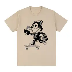 Felix Cat Skate Vintage T-shirt Classic Well Done Cotton Men T shirt New Tee Tshirt Womens Tops