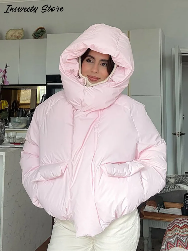 عادية الصلبة وسادة مبطنة المرأة انفصال هود سحابات الفيلكرو كم طويل معاطف دافئة 2025 الخريف جديد سيدة شيك ملابس خارجية #1