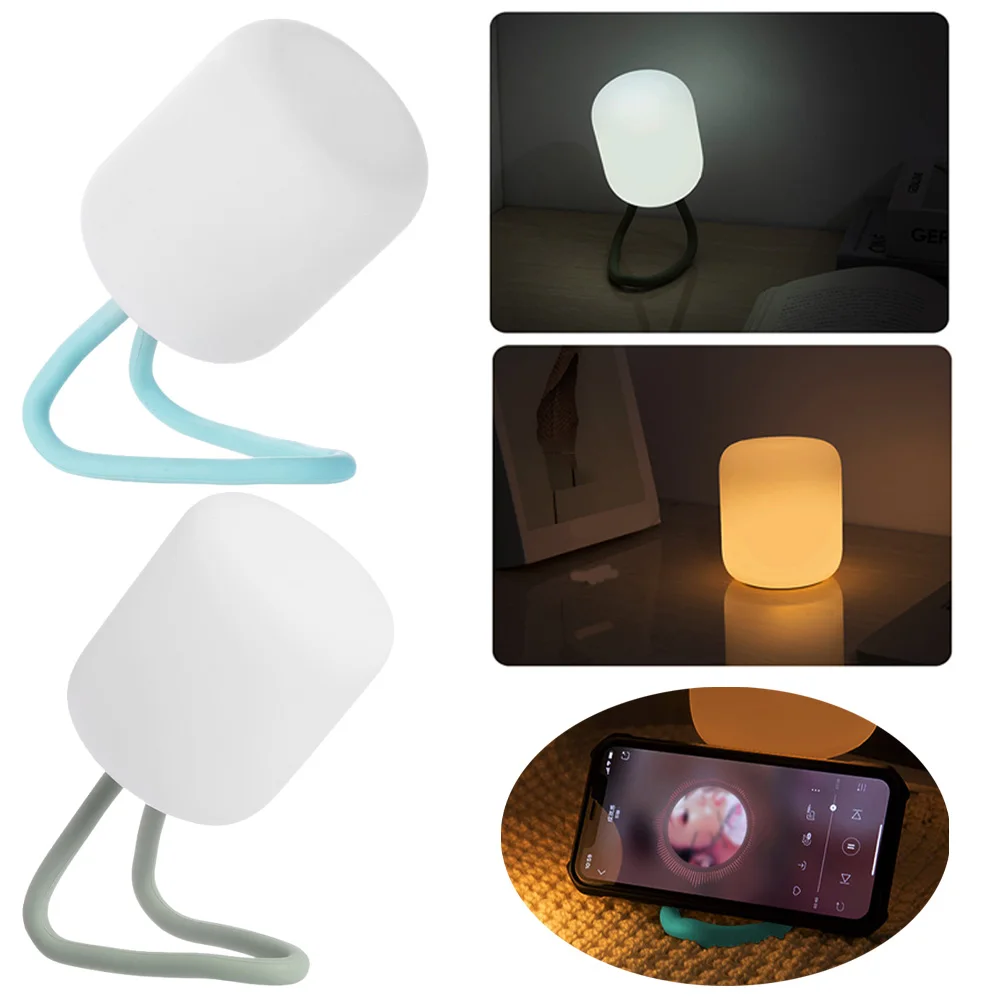 Lampe de camping LED en silicone à intensité variable, lampe de table, angle réglable, lampe de lecture, chargement USB, face debout pour chambre à coucher