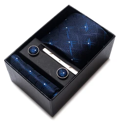 Great Quality Luxury Birthday Gift Tie Pocket Squares Cufflink Set Necktie Box Men Clothing hombre Printed Accessories