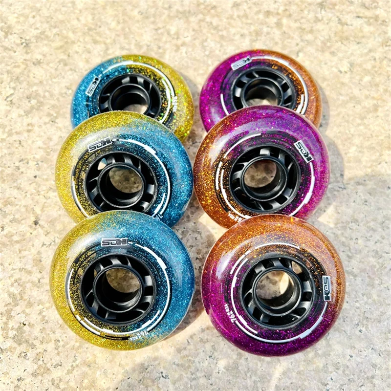 82A Kids Skates Wheel Children Woman Inline Skating Wheels with 82A Hardness Dual Colours Rainbow FSK Slalom 68mm 72mm 76mm 8pcs