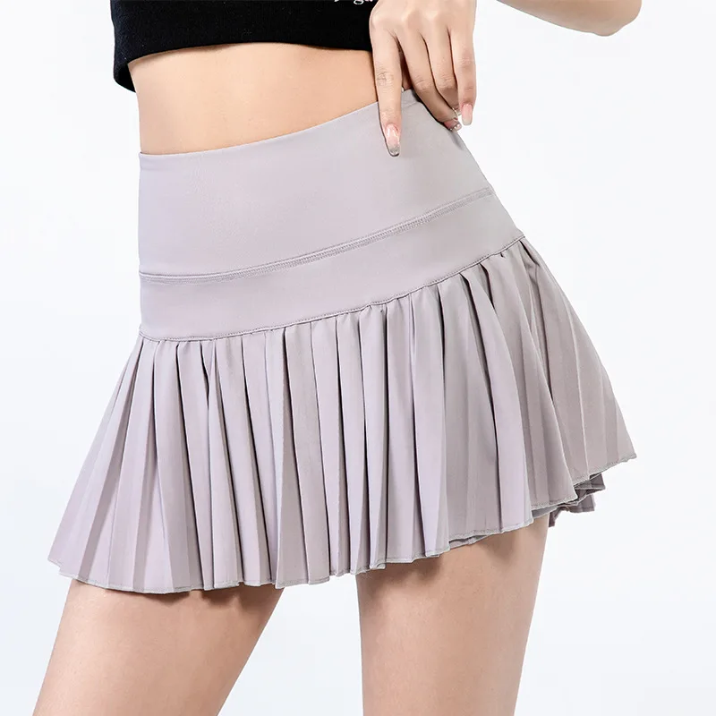 fashionable summer sports shorts women\'s pleated skirt anti glare short skirt running outdoor fitness breathable tennis skirt