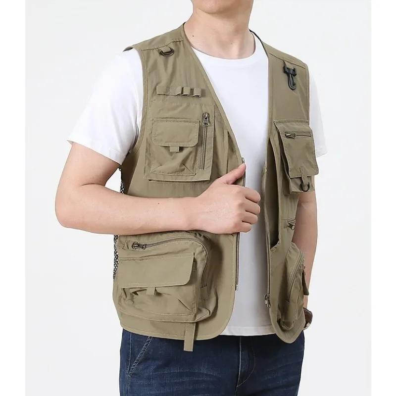 Vest Waterproof Mens Multi-pocket Jackets Camping Jacket And Coats Sleeveless Windbreaker Hunting Tactical Men Large Size Men's