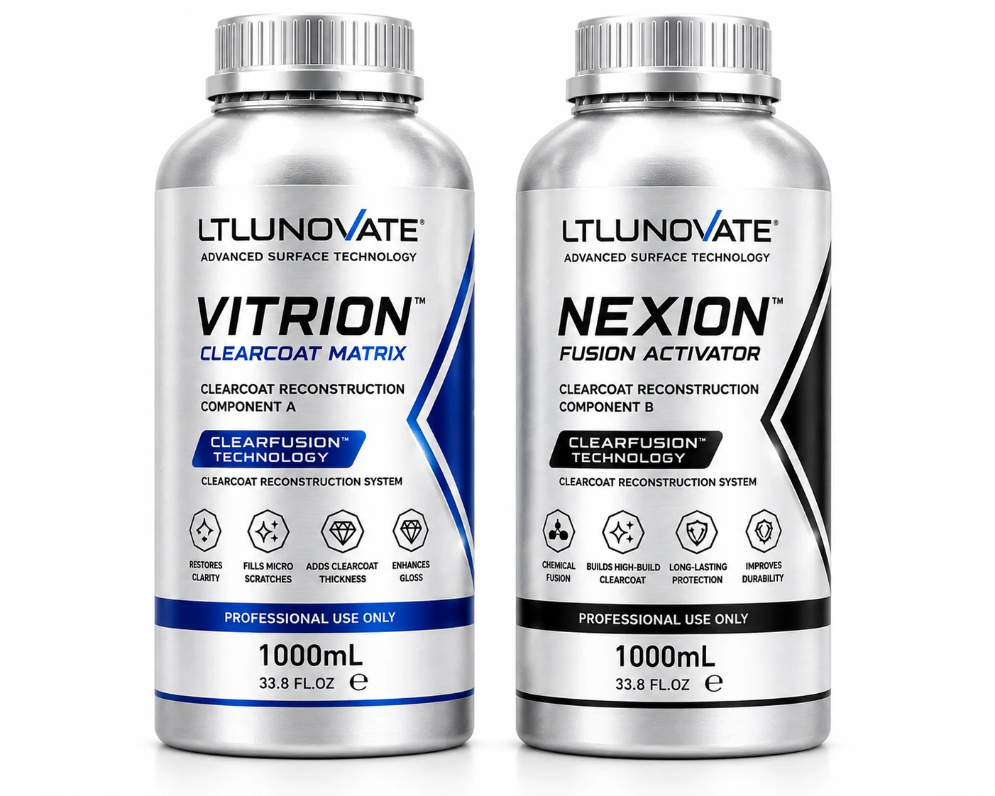 LTLUNOVATE 1000mL ClearFusion 2-Component High-Build Clear Coat, Restores Faded Paint, Swirls & Scratches