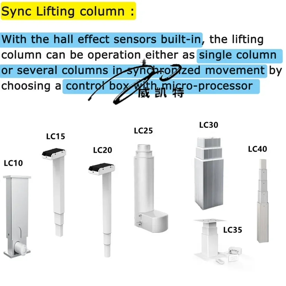 LC30A Series 6000N Telescopic Linear Actuator Synchronized Electric Lifting Column for Height Adjustable Office Standing Desk